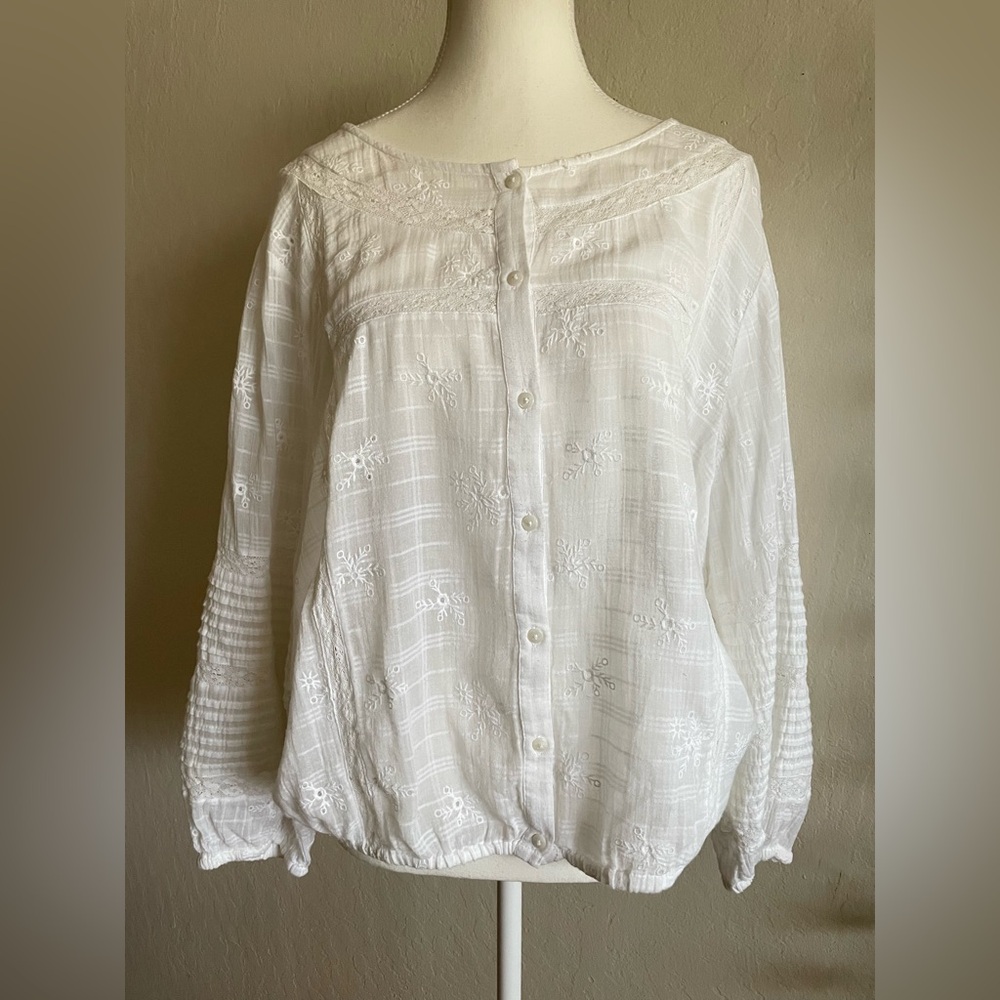 Lucky Brand embroidered boho top